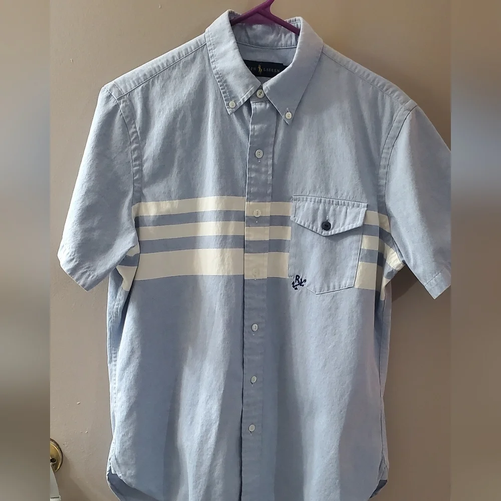 Ralph Lauren Men's Blue Anchor Button-Down Shirt. Sz M - Picture 3 of 6